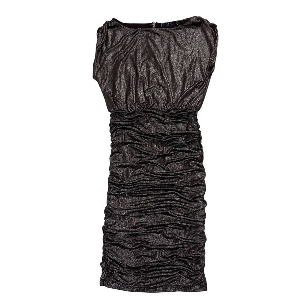 Alice + Olivia Womens 6 Shimmer Sparkly Y2k Party Cocktail Bodycon Dress Ruched